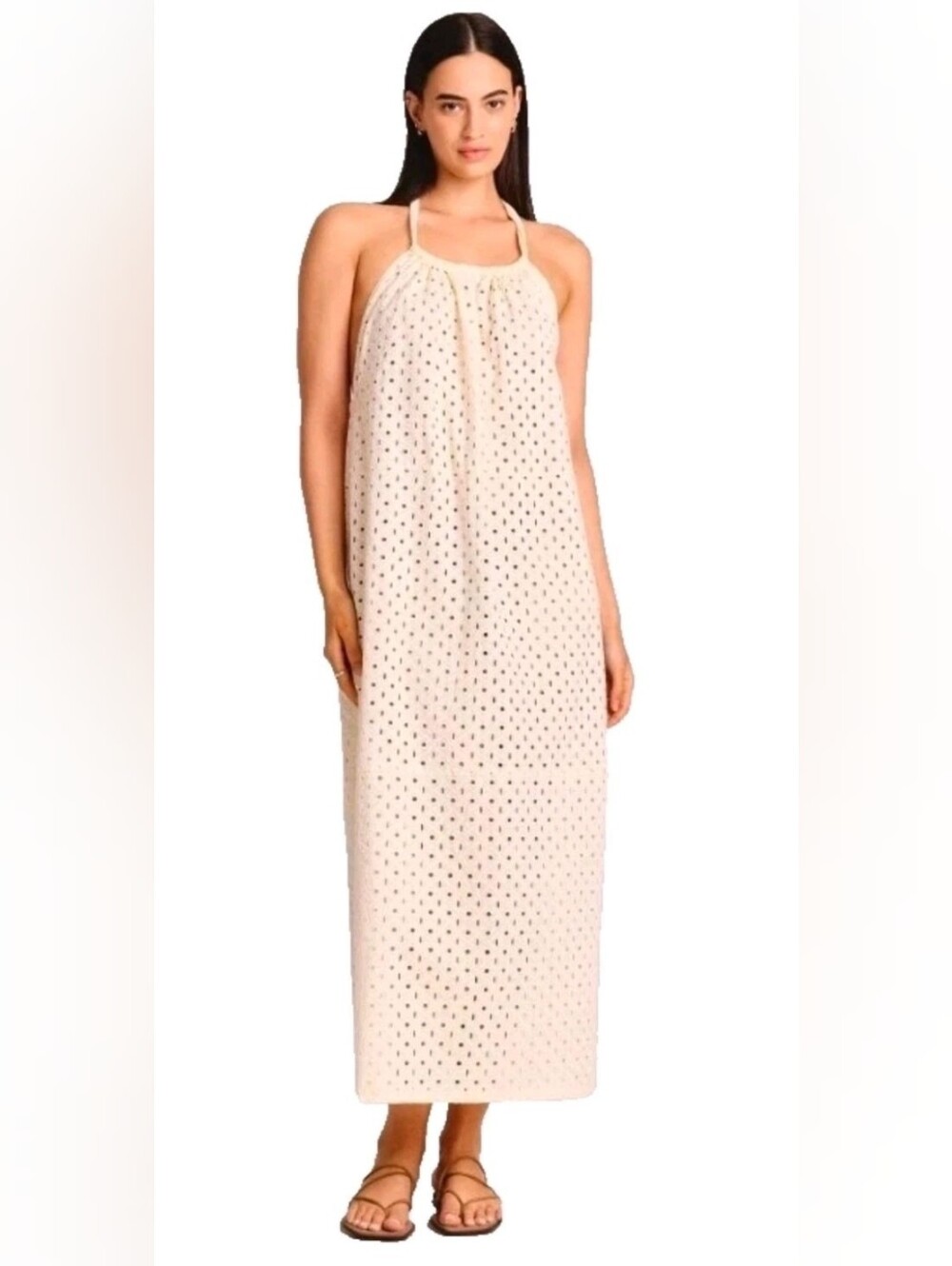 NWT Vitamin A Cream Eyelet Halter Cover Up